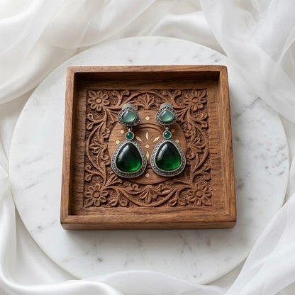 Monalisa stone Statement light-weighted  Silver Earrings