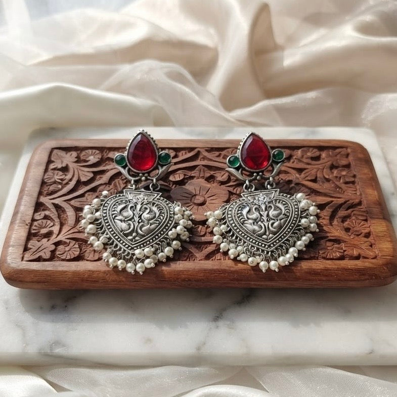 Monalisa stone Statement light-weighted  Silver Earrings