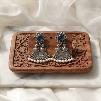 Monalisa stone Statement light-weighted  Silver Earrings