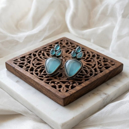 Monalisa stone Statement light-weighted  Silver Earrings