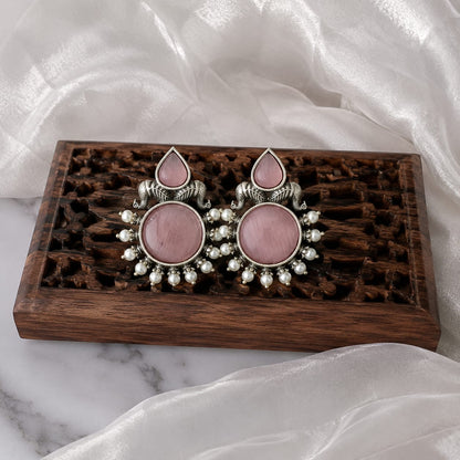 Monalisa stone Statement light-weighted  Silver Earrings