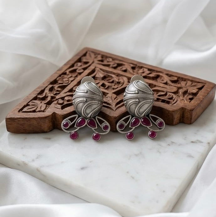 Monalisa stone Statement light-weighted  Silver Earrings