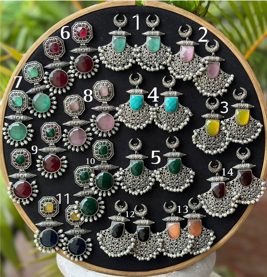 AASMA - colourful Stone Earrings and Jhumka
