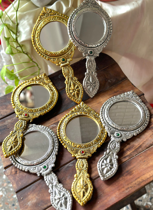 German Silver Mirror - Bloom - By Sushmita