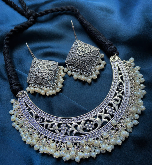 white pearl necklace combo - Bloom - By Sushmita