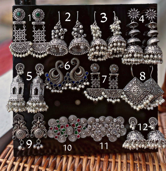 Rare Pieces Of Silver Jhumkas And Hangings