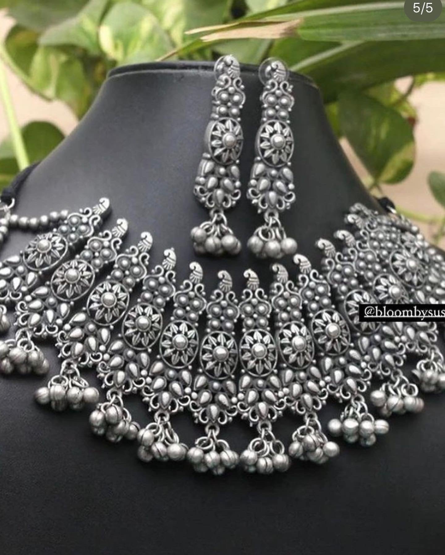 oxidised necklace black metal silver choker
