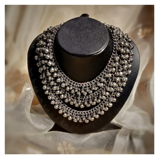 SILVER LAYERED CHAIN - Bloom - By Sushmita