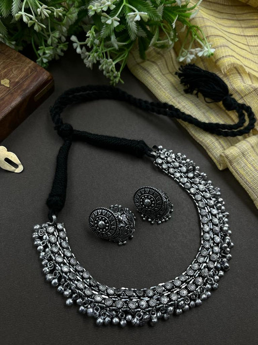Silver choker Necklace Set